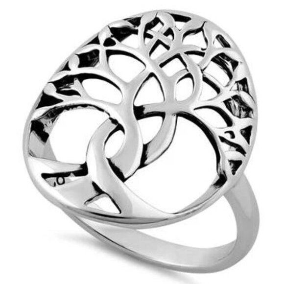 925 STERLING SILVER Tree Of Life Statement Ring - Picture 16 of 16